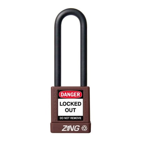 Zing ZING RecycLock Safety Padlock, Keyed Alike, 3" Shackle, 1-3/4" Body, Brown, 7061 7061